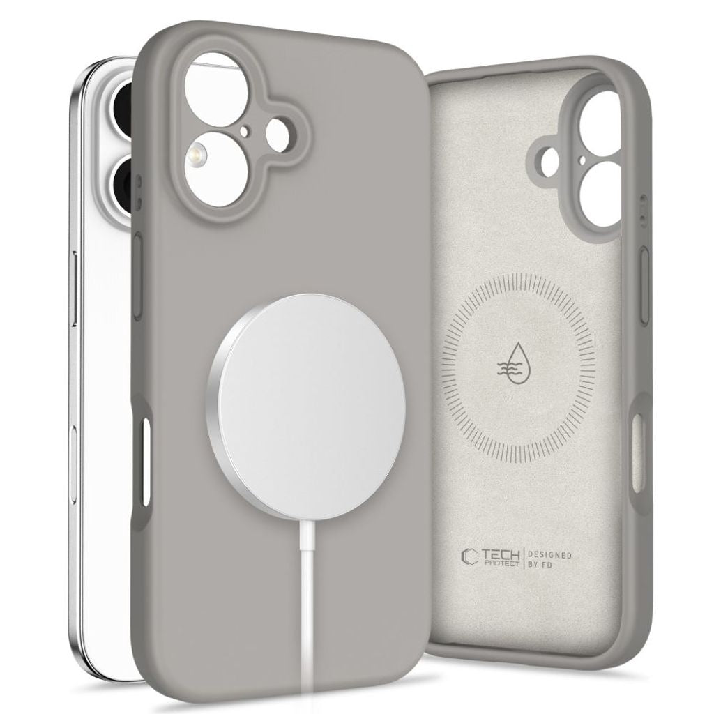 Tech-Protect flytande silikon Magsafe-skal för iPhone 16 - grå