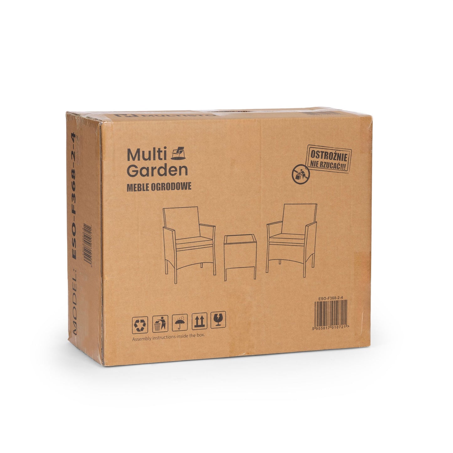 Technorattan Garden Furniture Set, 2 Chairs & Table, Grey