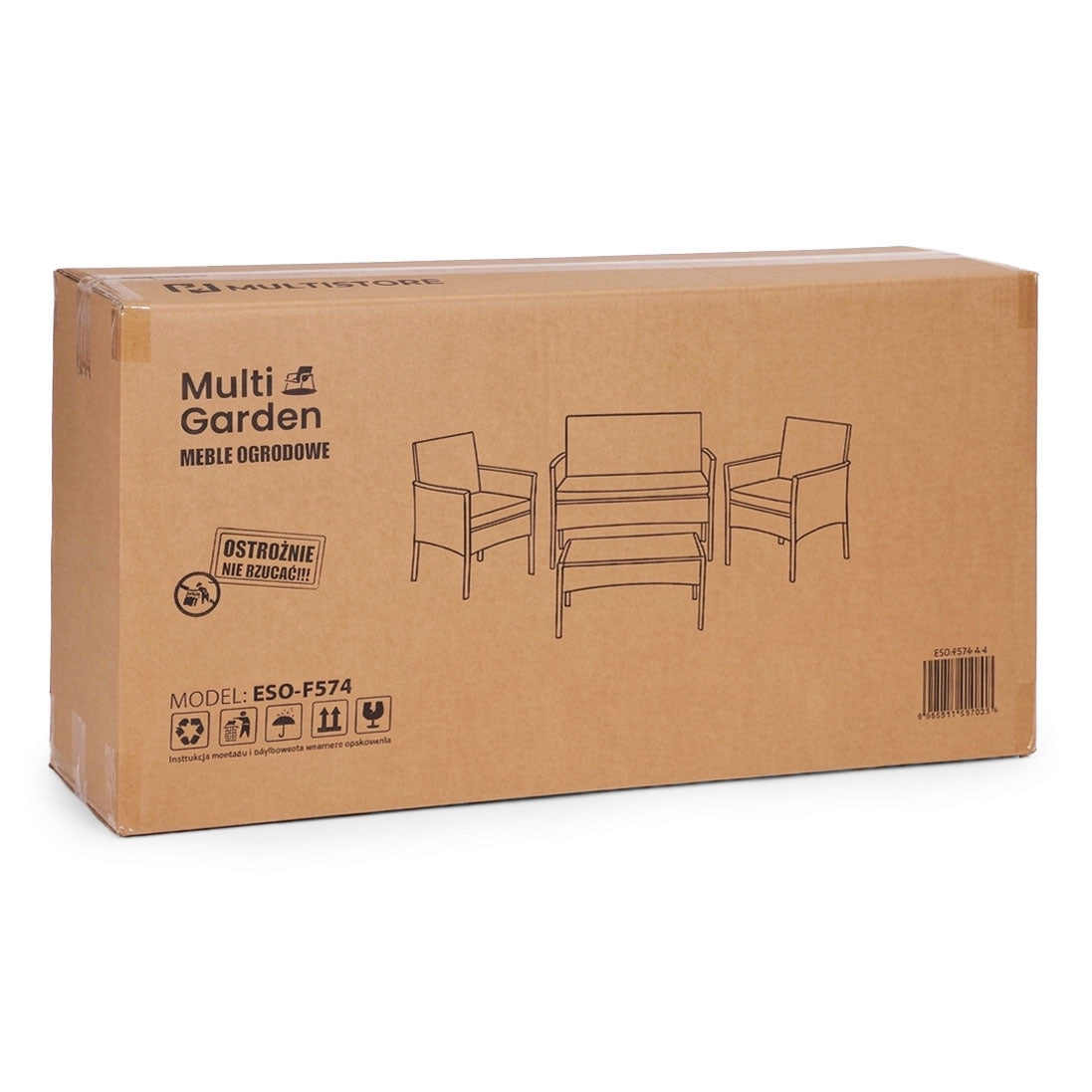 Technorattan Garden Furniture Set for 4 with Glass Table