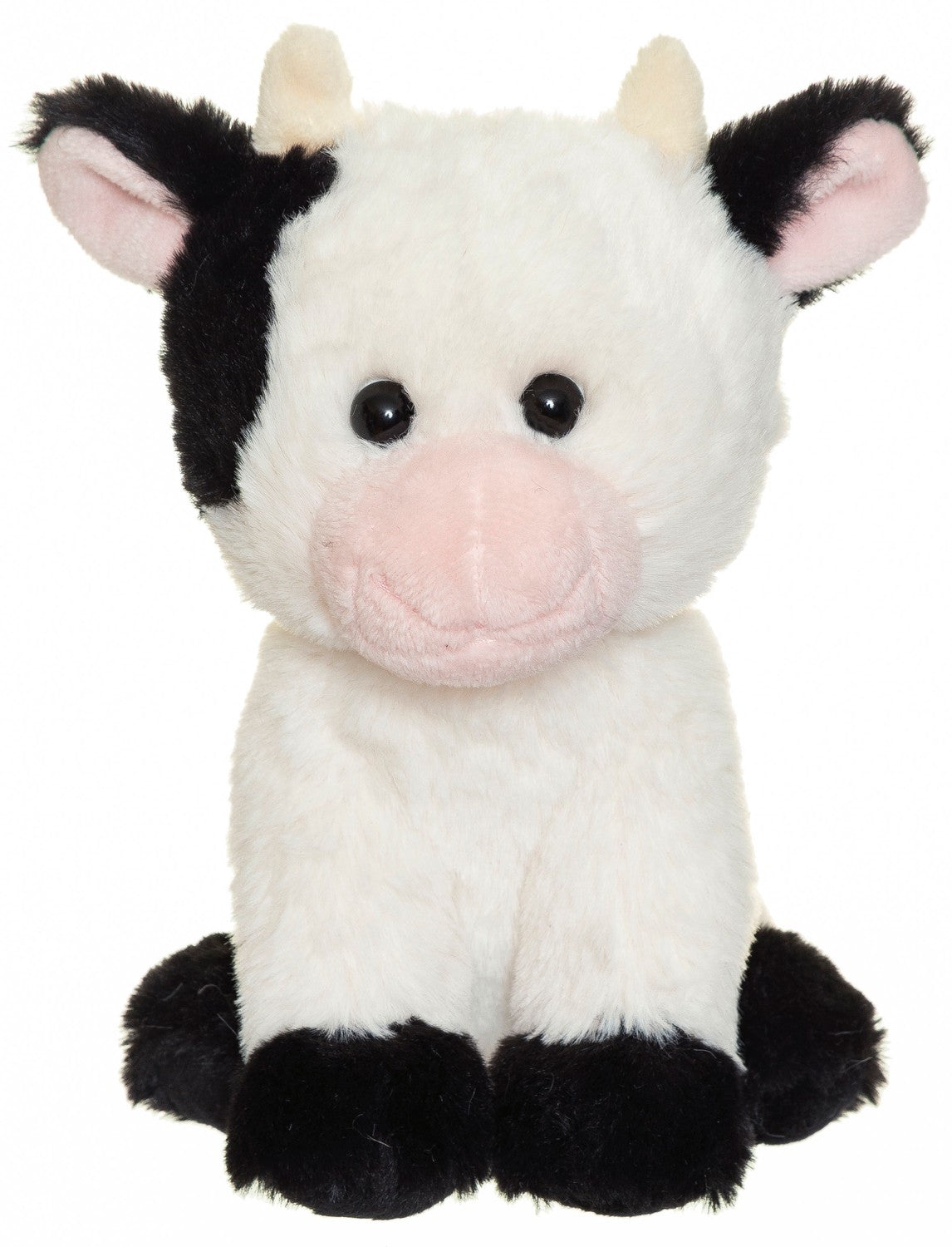 Plush Sitting Cow Toy, Black and White, 18cm, Washable