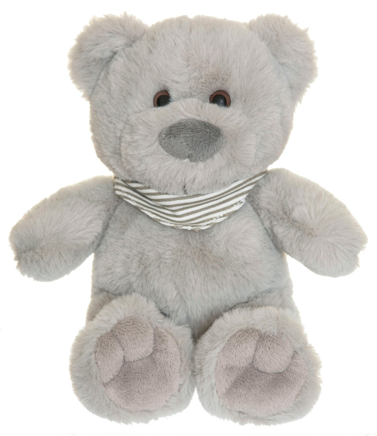 Gray Teddy Bear with Scarf, 25cm, Recycled Filling
