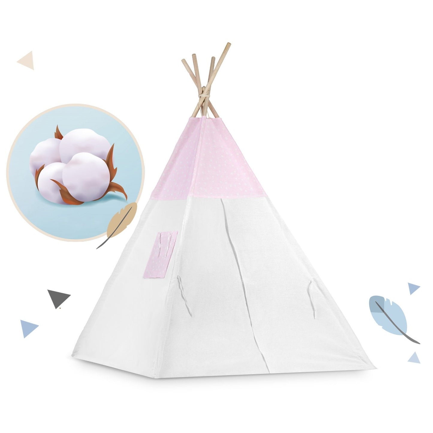Teepee tent for kids with lights - pink with dots
