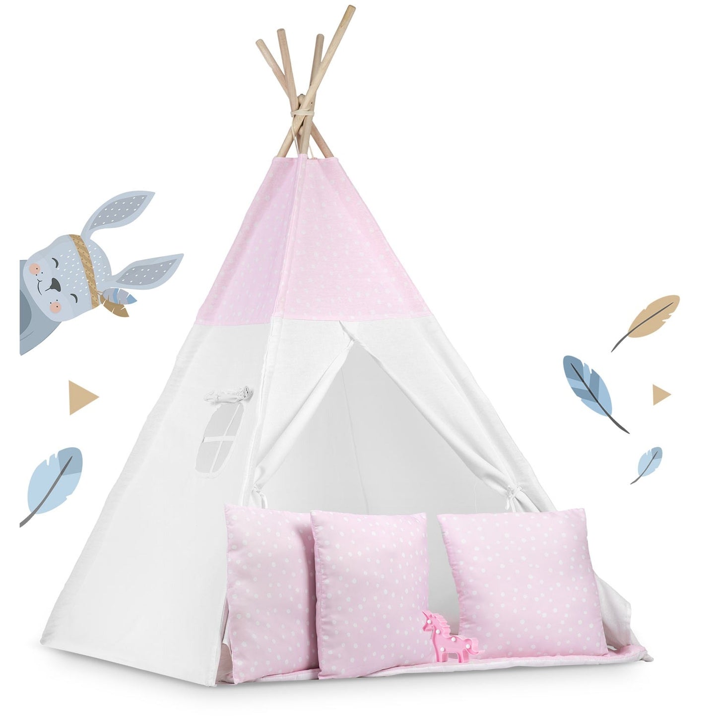 Teepee tent for kids with lights - pink with dots