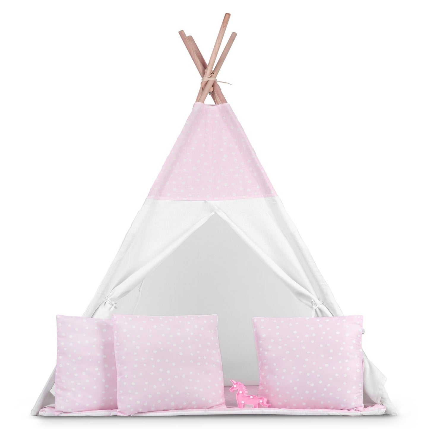 Teepee tent for kids with lights - pink with dots