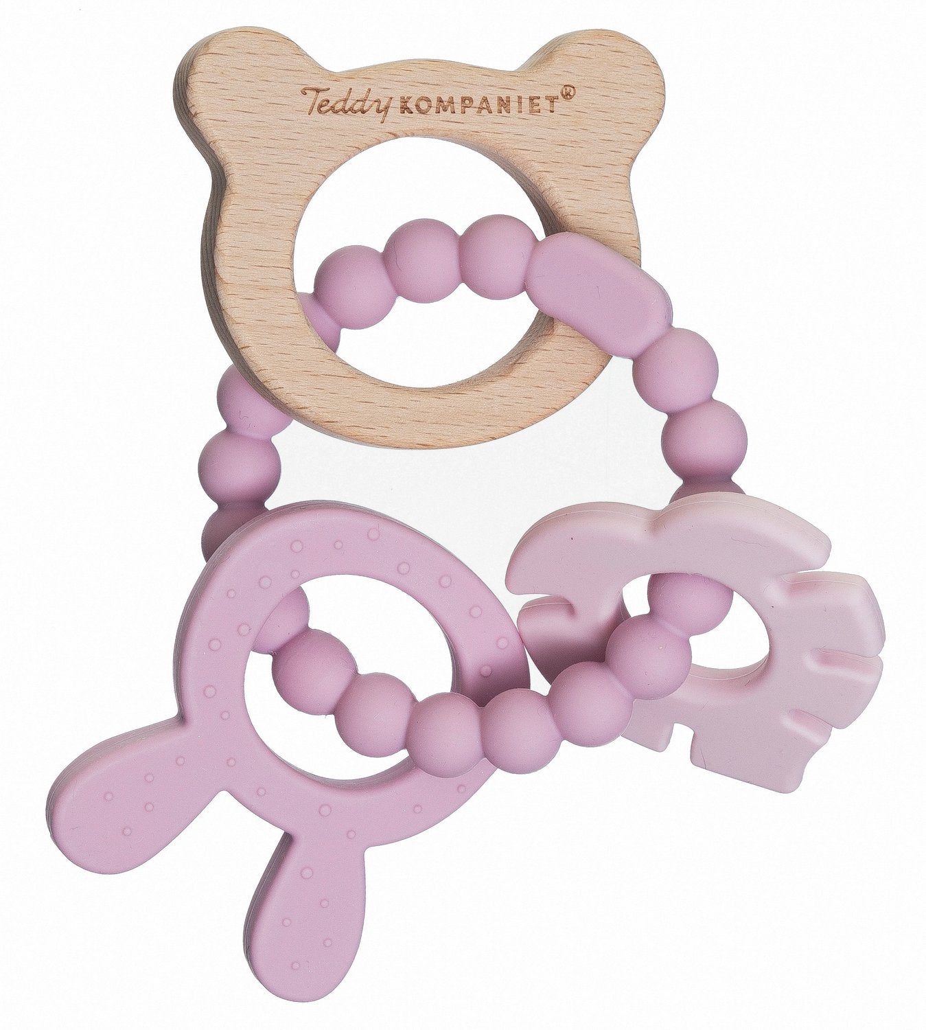 Baby Teether Ring, Silicone & Wood, Soothes Gums