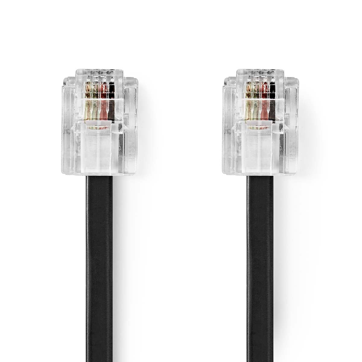 Telecom Cable | RJ11 Male | RJ11 Male | 5.00 m | Cable design: Flat | Gold Plated | Cable type: RJ11 | Black | Label