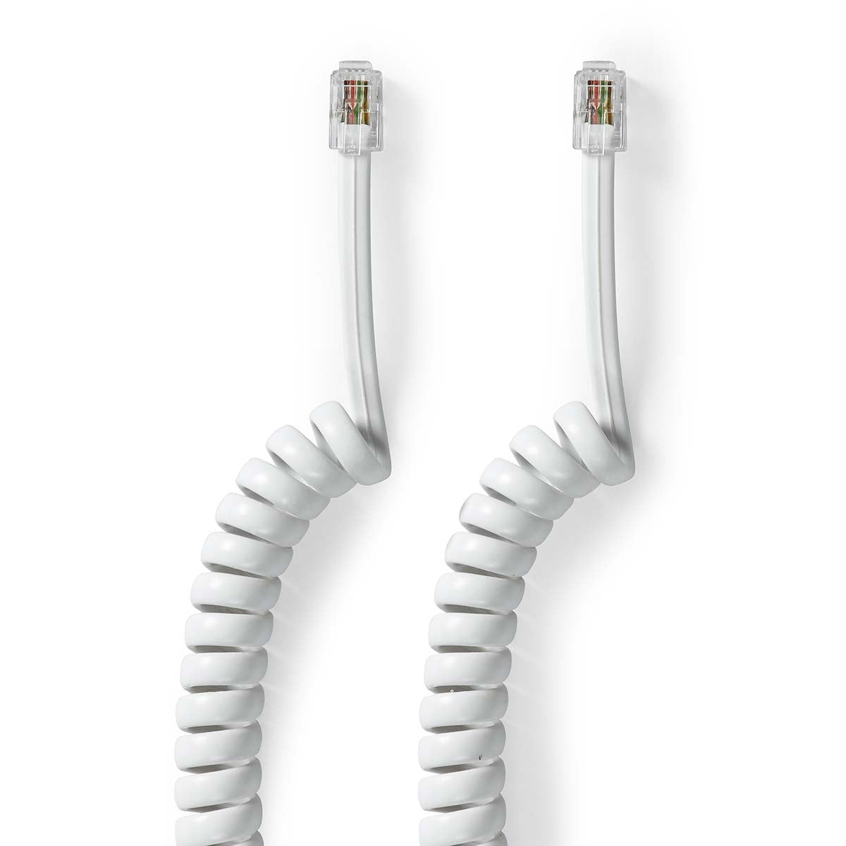 Telecom cable | RJ10 Male | RJ10 Male | 2.00 m | Cable design: Coiled | Cable type: RJ10 | White