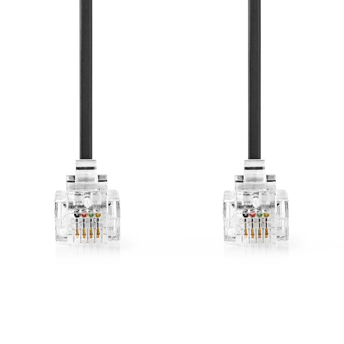 Telecom cable | RJ11 Male | RJ11 Male | 2.00 m | Cable design: Flat | Plating: Gold Plated | Cable type: RJ11 | Black