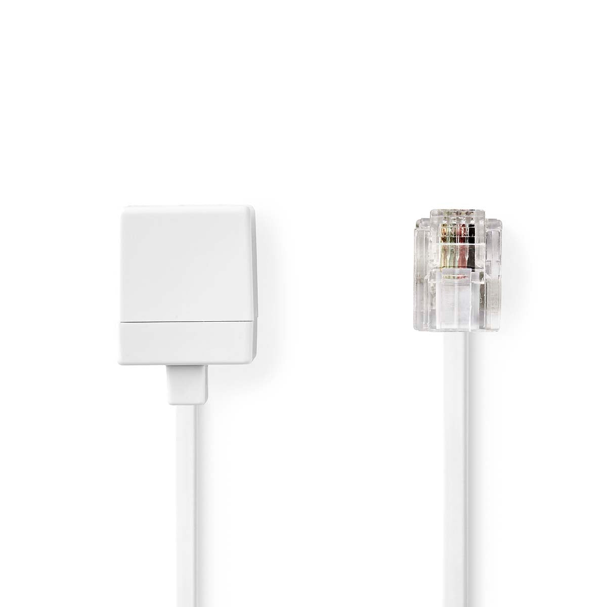 Telecom extension cable | RJ11 Male | RJ11 Female | 10.0 m | Cable design: Flat | Plating: Gold Plated | Cable type: RJ11 | White