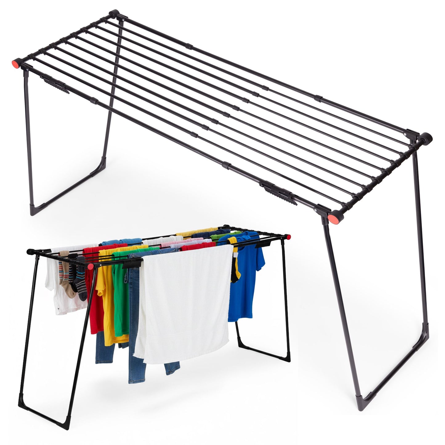 Telescopic Clothes Dryer, 19m, Foldable, Black Steel
