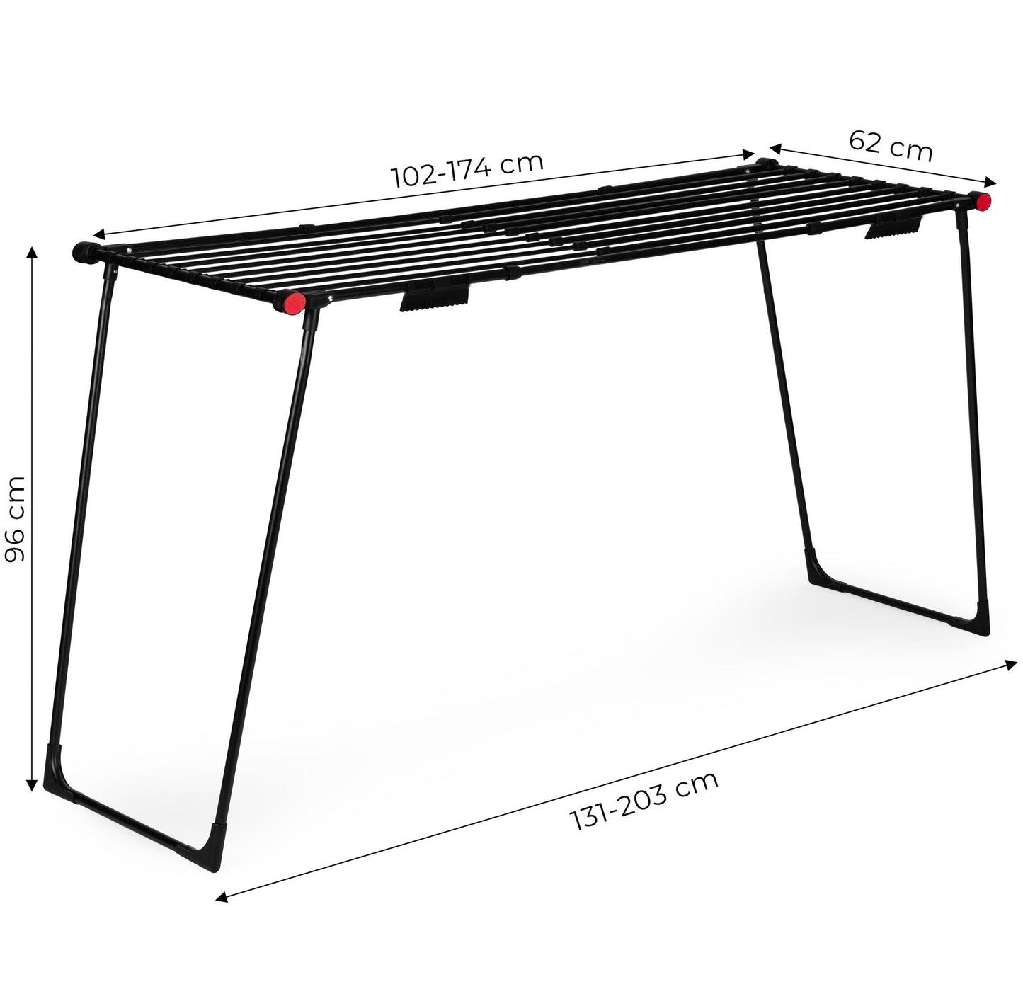 Telescopic Clothes Dryer, 19m, Foldable, Black Steel