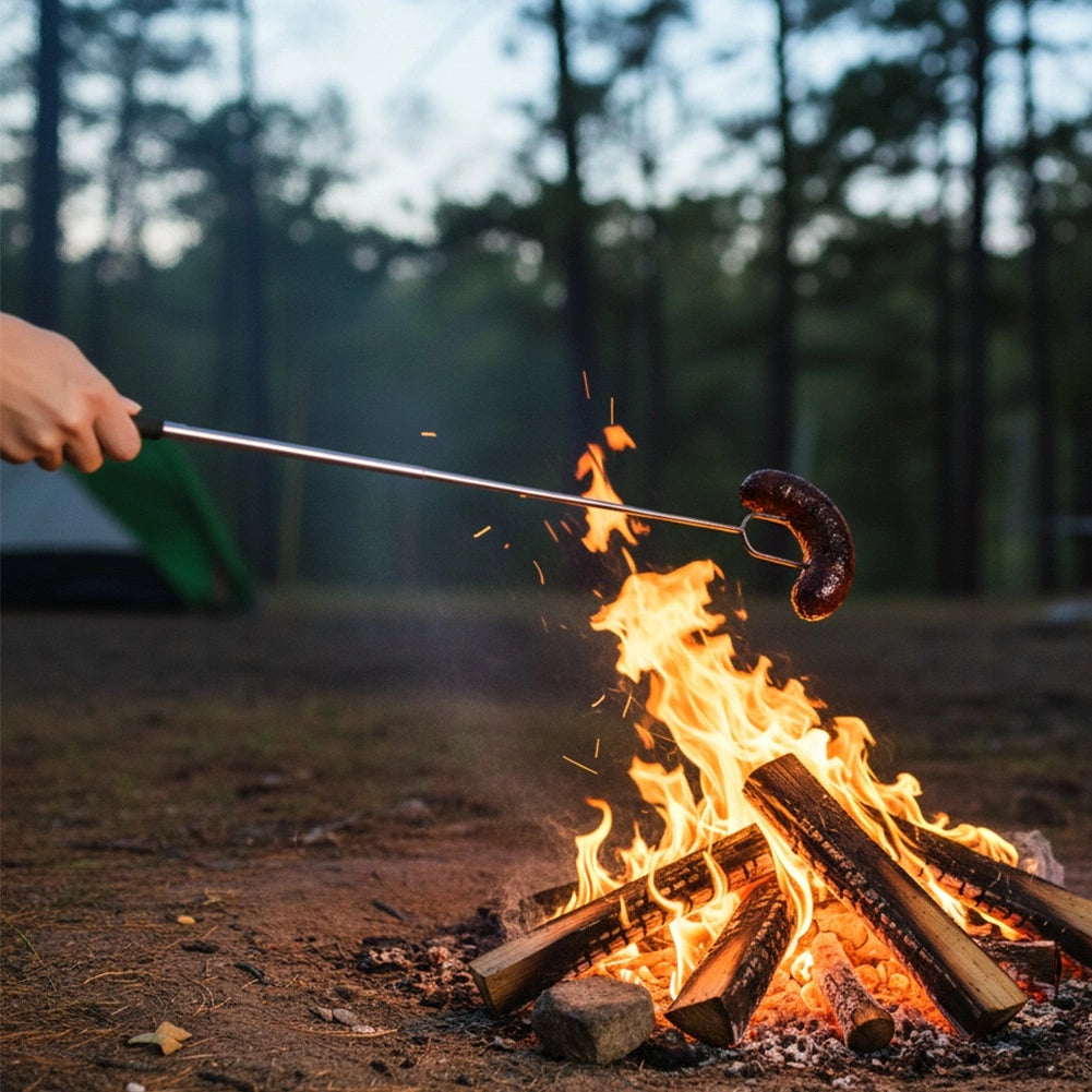 Telescopic Folding Campfire Stick, Stainless Steel, 24-72 cm