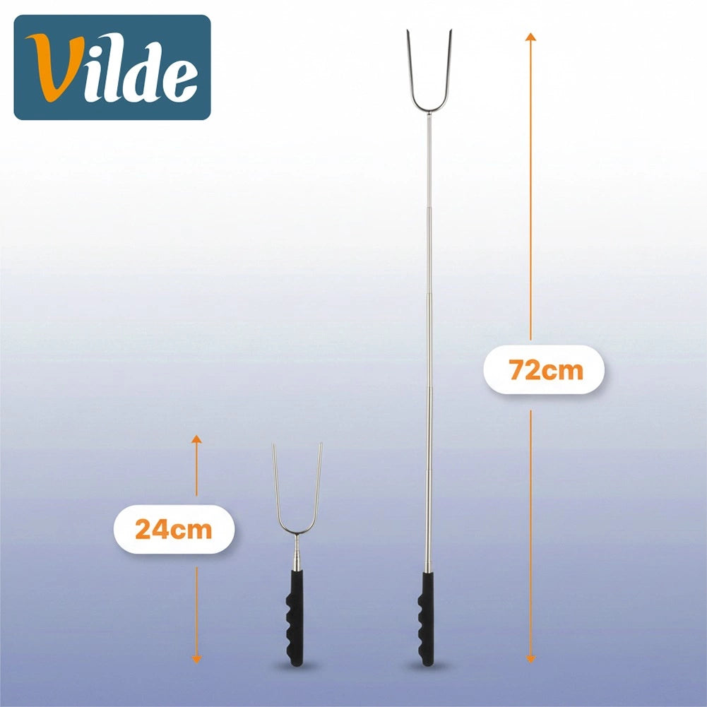 Telescopic Folding Campfire Stick, Stainless Steel, 24-72 cm