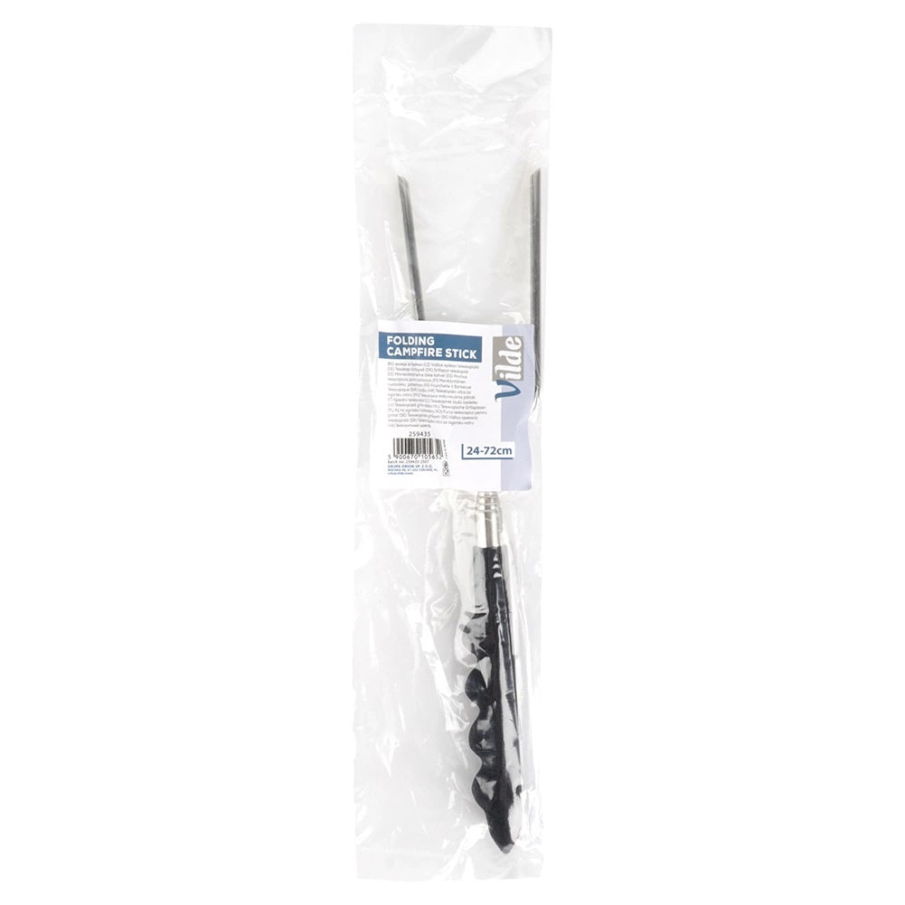 Telescopic Folding Campfire Stick, Stainless Steel, 24-72 cm