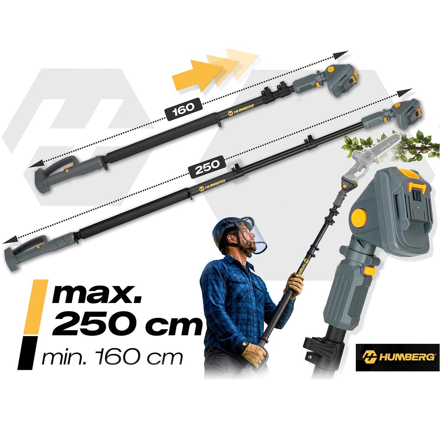 Telescopic Pole Saw Extension, Adjustable 160-250 cm