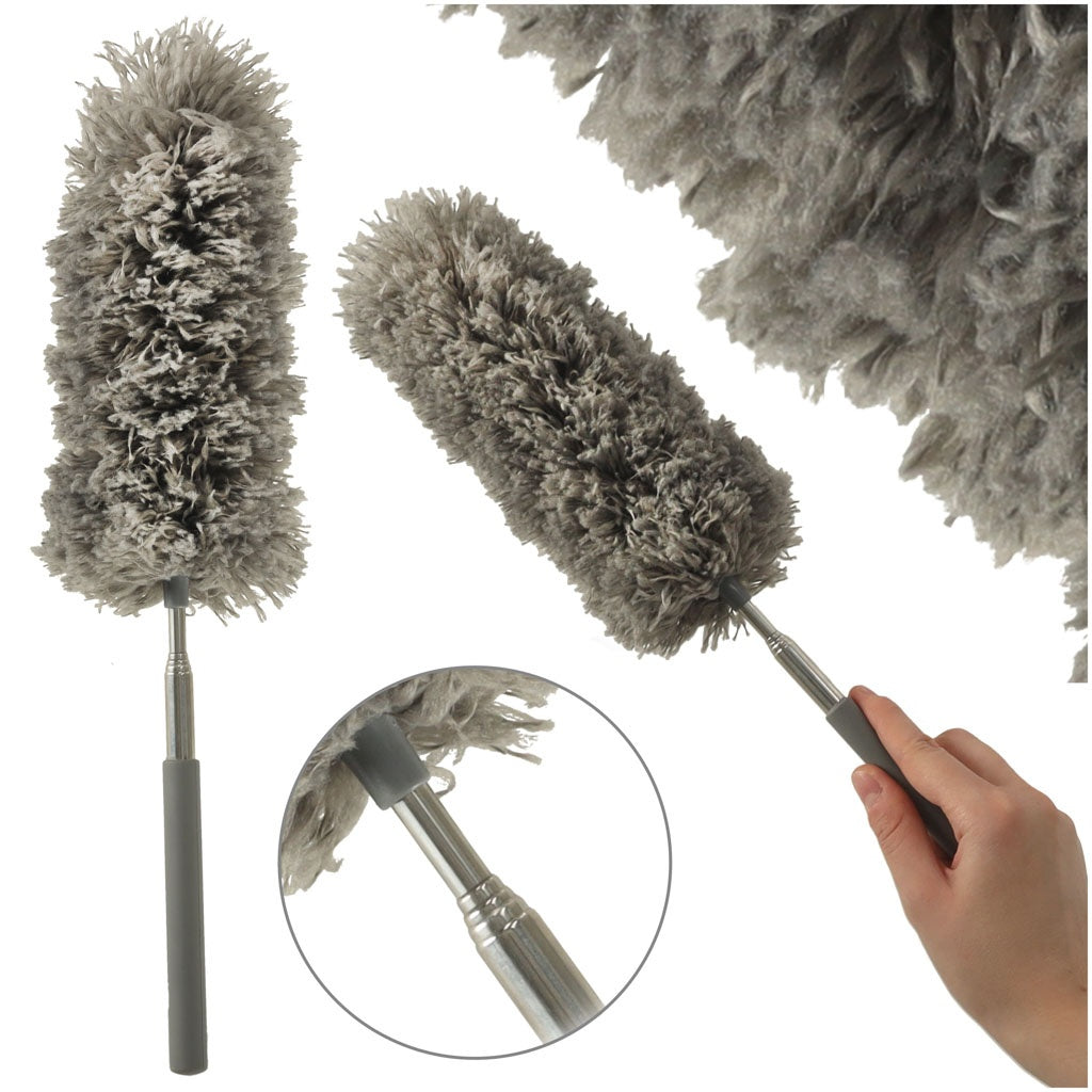 Telescopic broom dusting brush grey