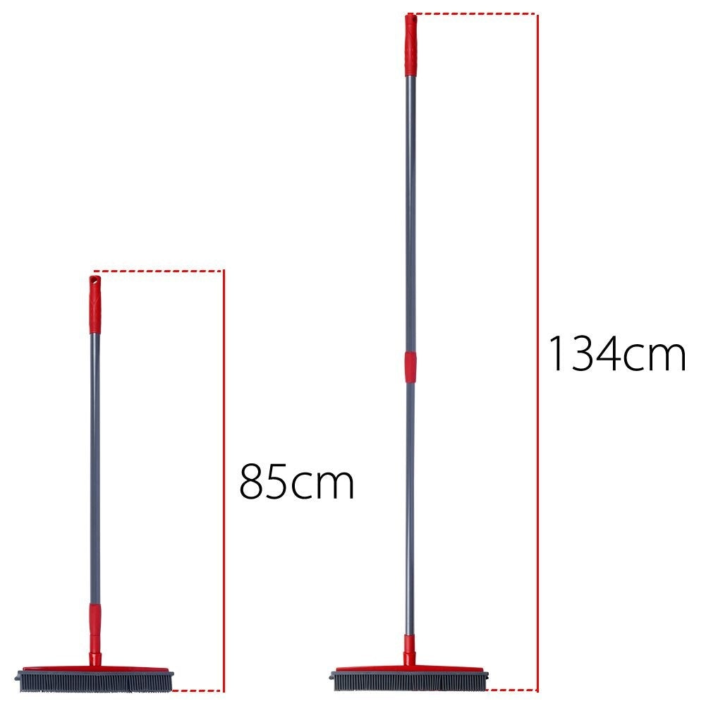 Telescopic broom with rubber brushes and water scraper