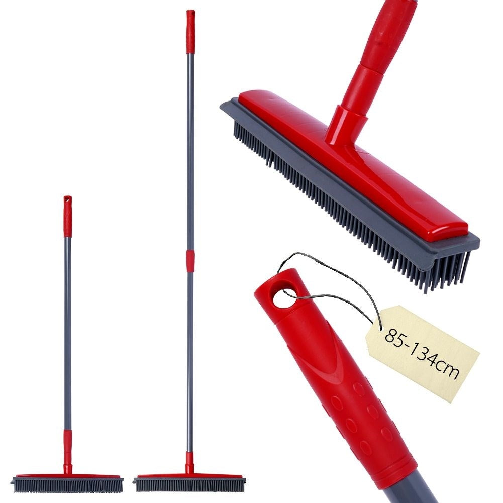 Telescopic broom with rubber brushes and water scraper