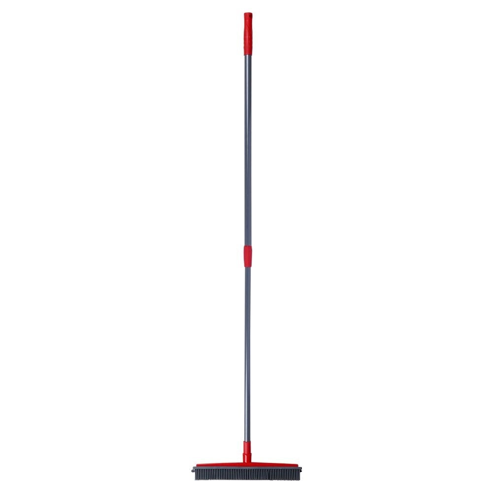 Telescopic broom with rubber brushes and water scraper