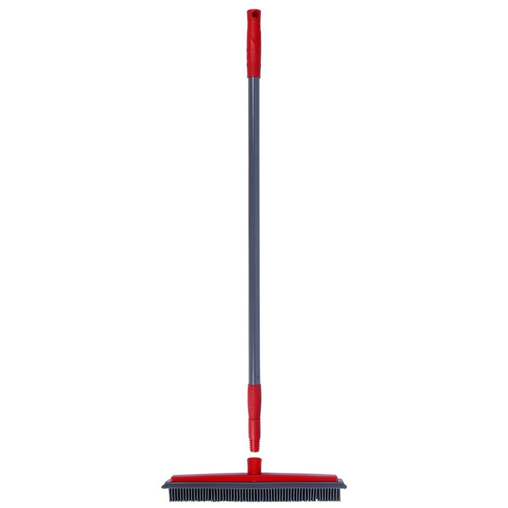 Telescopic broom with rubber brushes and water scraper