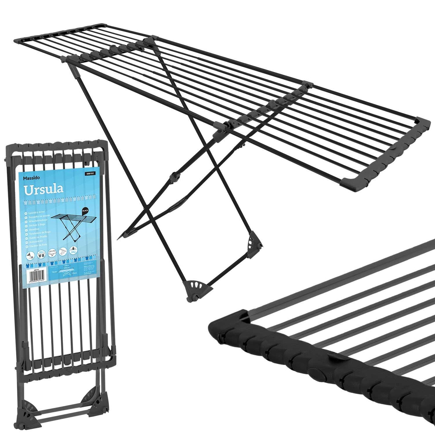 Telescopic drying rack with wheels Ursula 20 meters