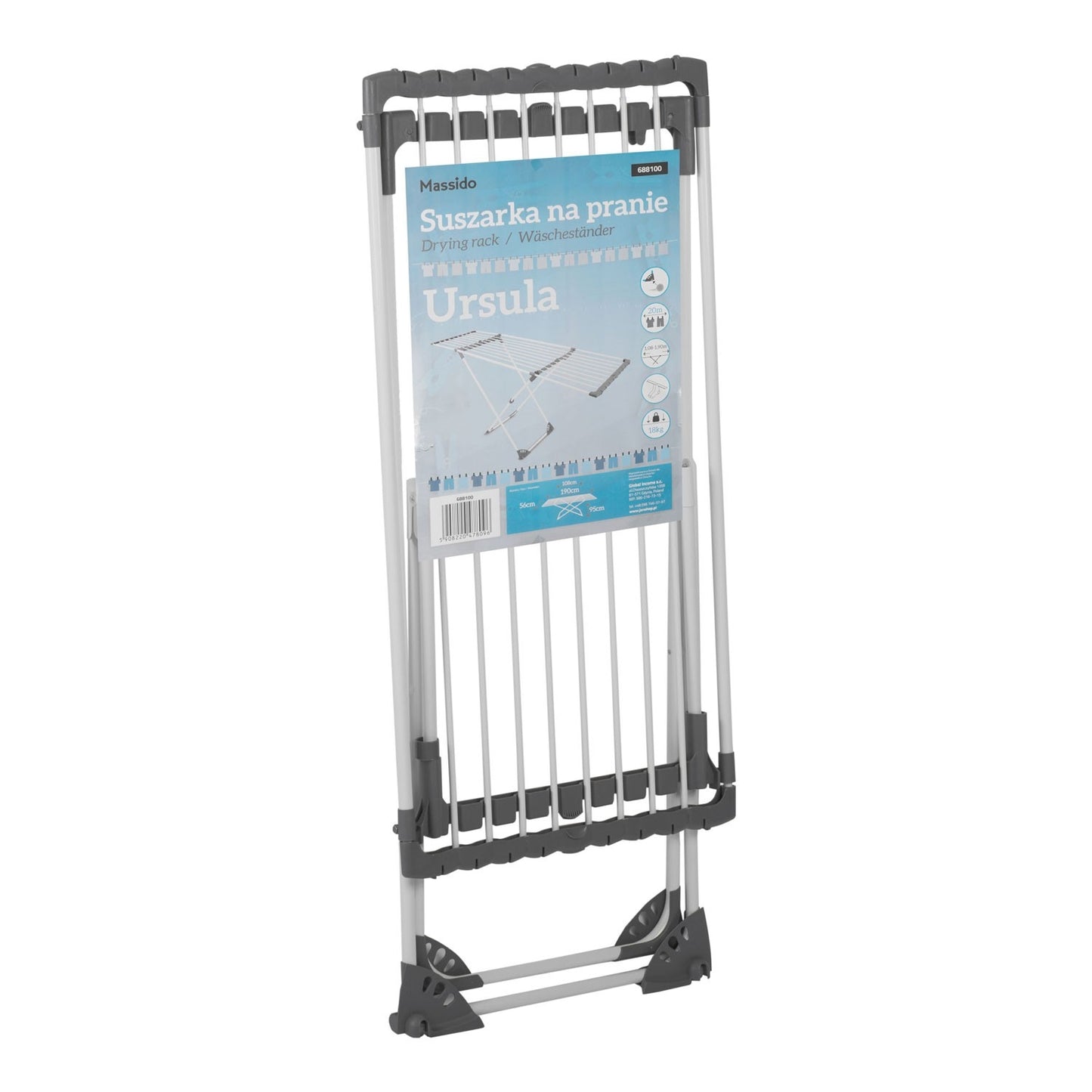 Telescopic drying rack with wheels Ursula, 20 meters