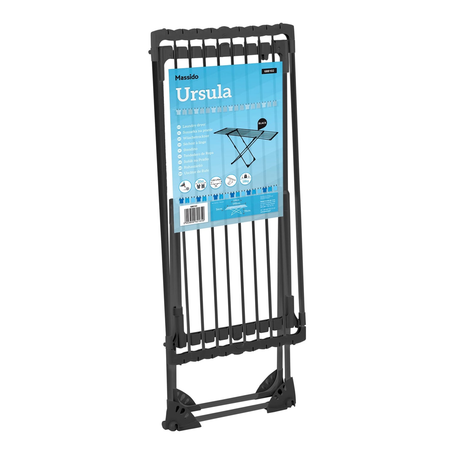 Telescopic drying rack with wheels Ursula 20 meters