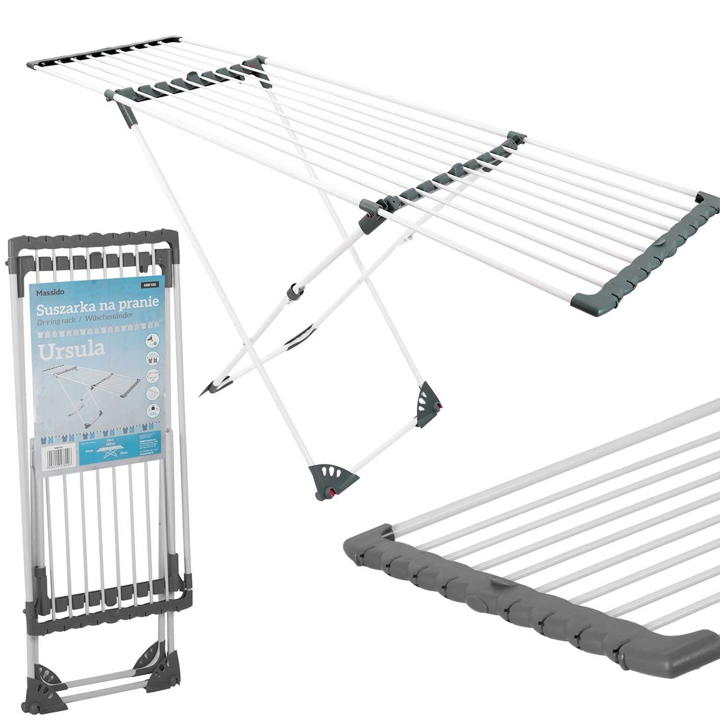 Telescopic drying rack with wheels Ursula, 20 meters