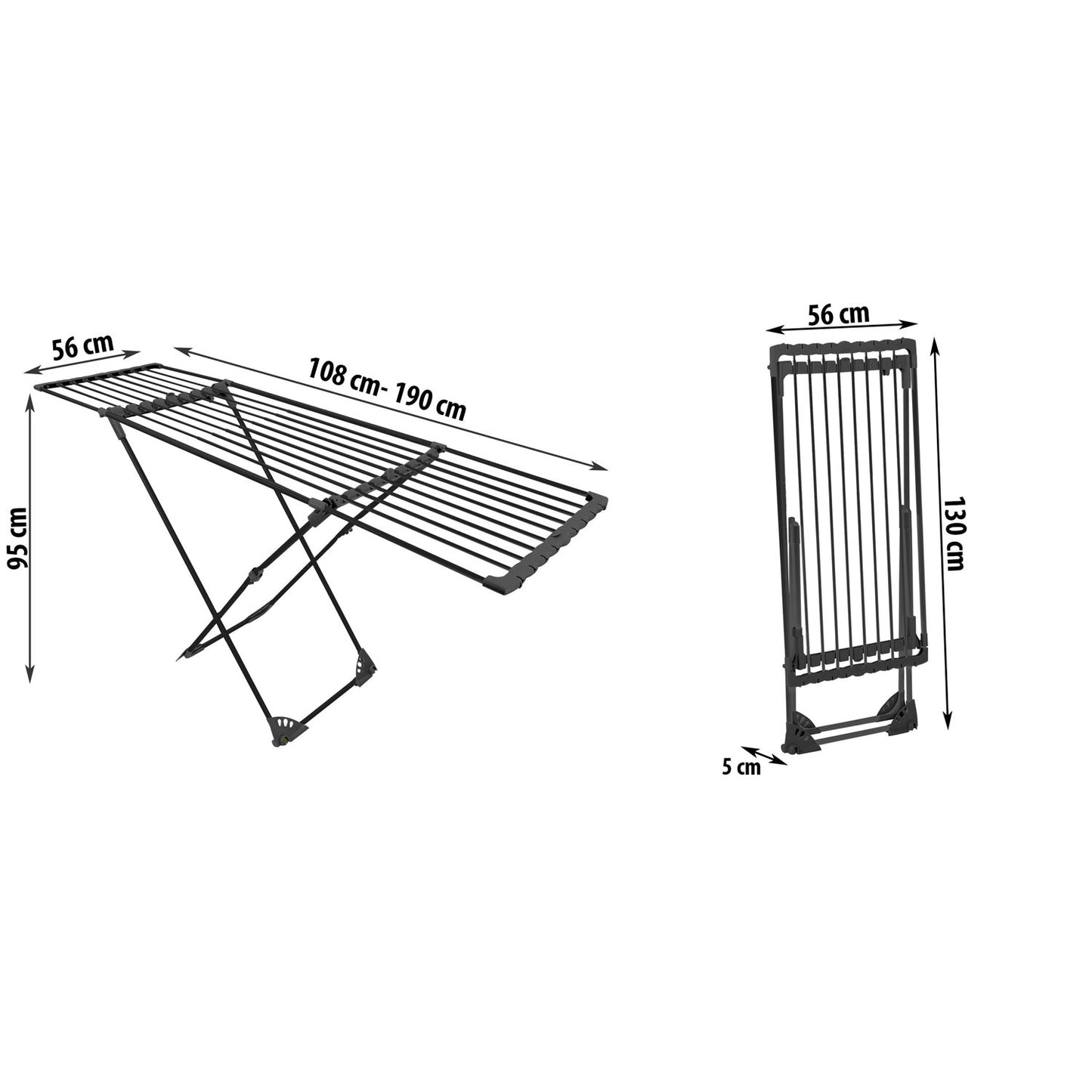 Telescopic drying rack with wheels Ursula 20 meters