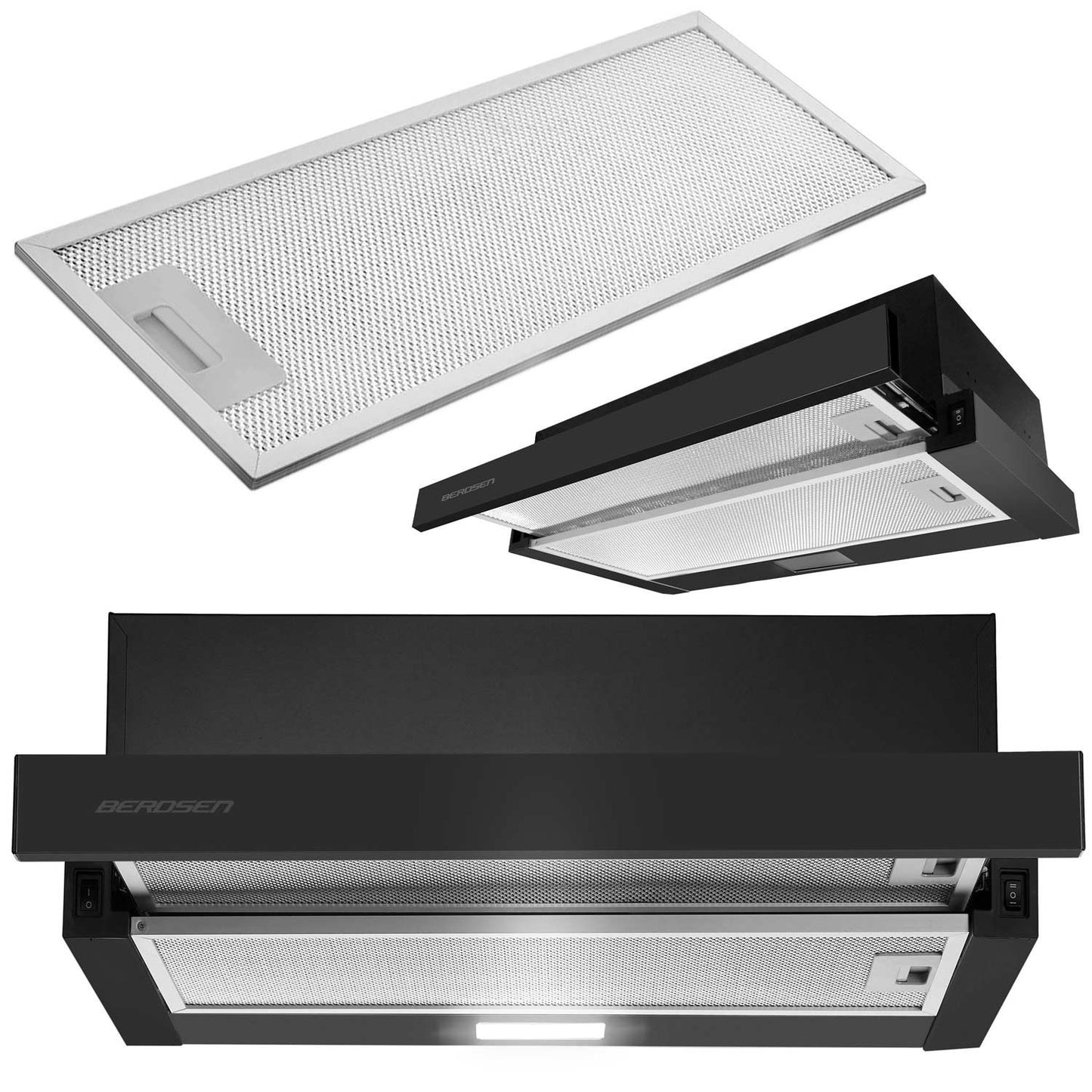 Telescopic kitchen hood 50 cm Black BT-234