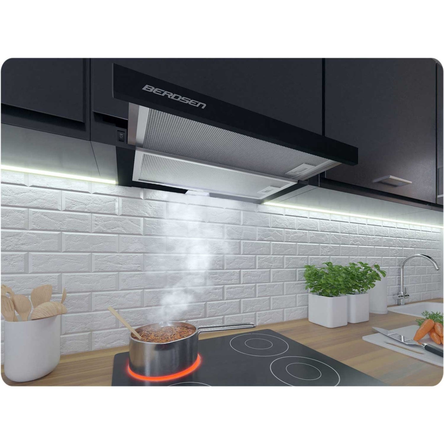 Telescopic kitchen hood 50 cm Black BT-234