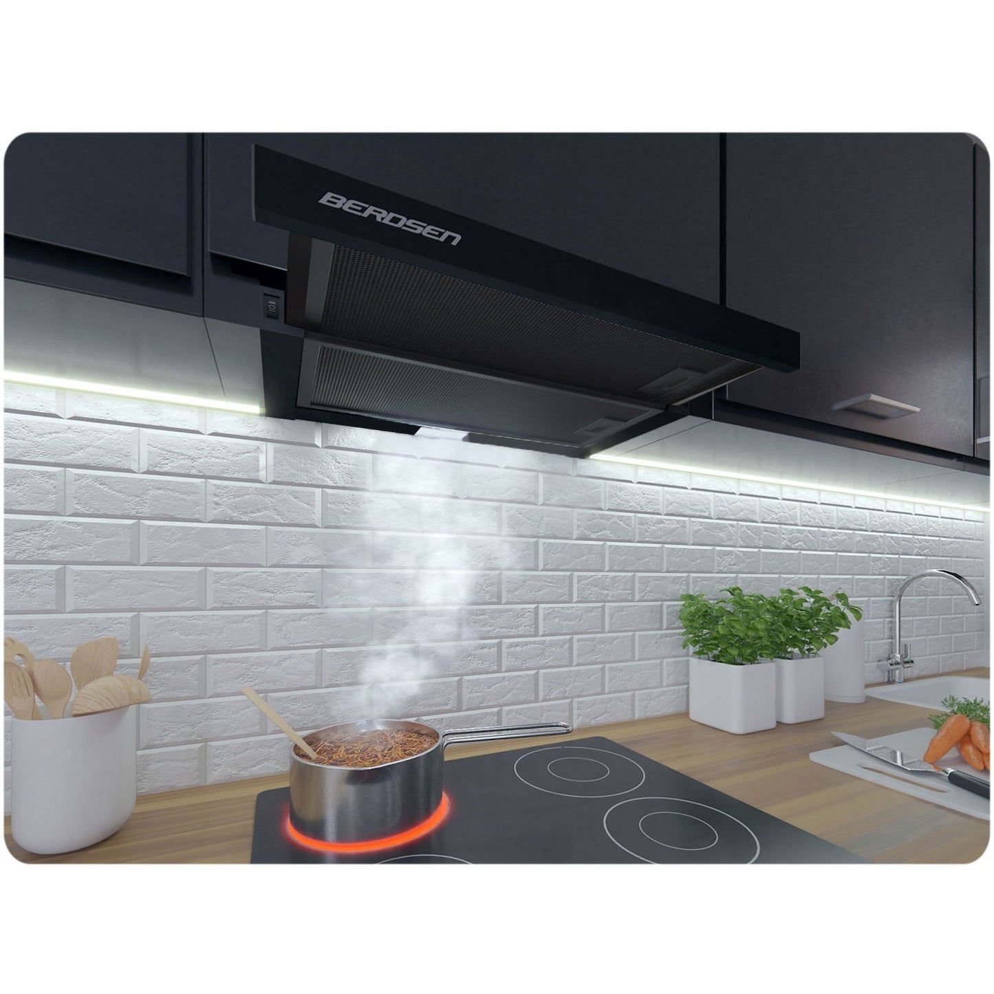 Telescopic kitchen hood 50 cm Black BT-238