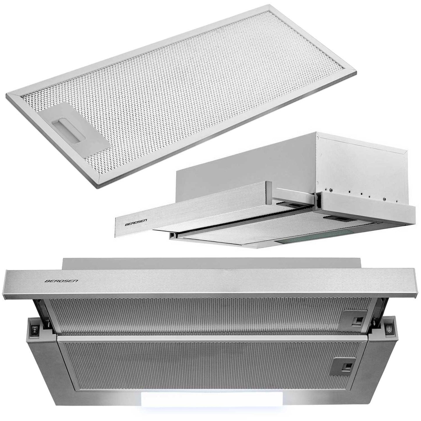 Telescopic kitchen hood Berdsen BE-60-LW 60 cm Stainless steel