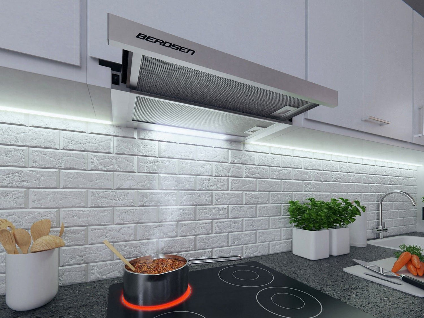 Telescopic kitchen hood Berdsen BE-60-LW 60 cm Stainless steel
