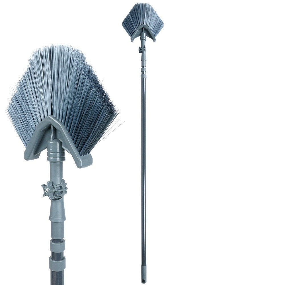 Telescopic sweeping brush with adjustable triangular brush
