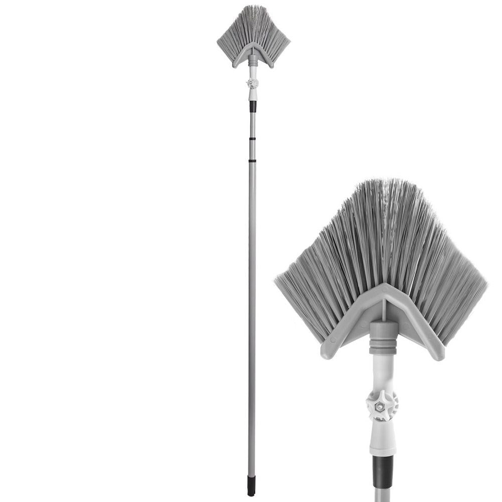 Telescopic sweeping brush with adjustable, triangular brush