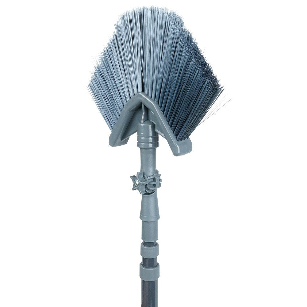 Telescopic sweeping brush with adjustable triangular brush