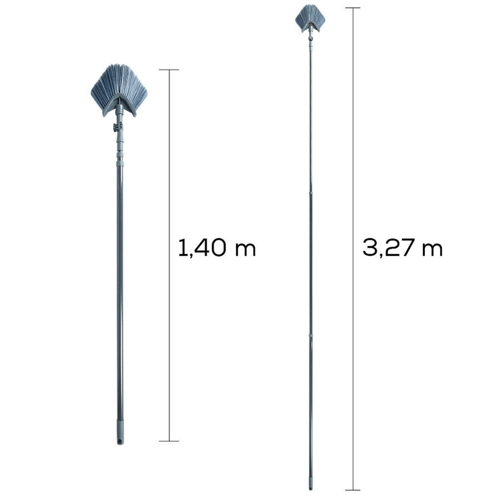 Telescopic sweeping brush with adjustable triangular brush