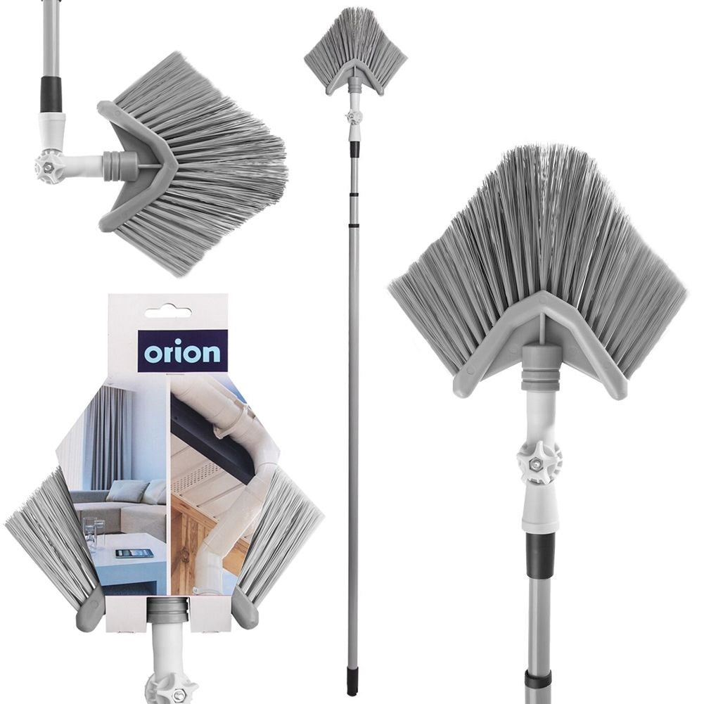 Telescopic sweeping brush with adjustable, triangular brush