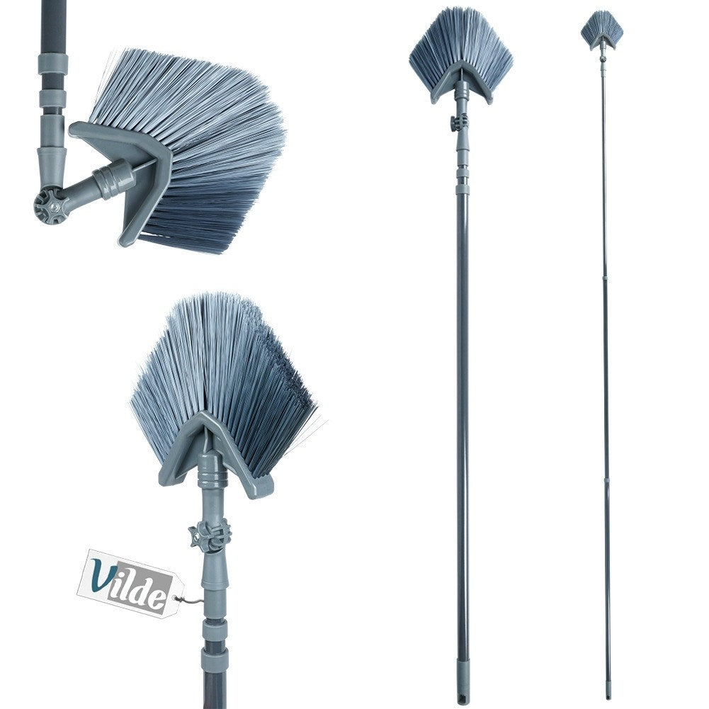 Telescopic sweeping brush with adjustable triangular brush