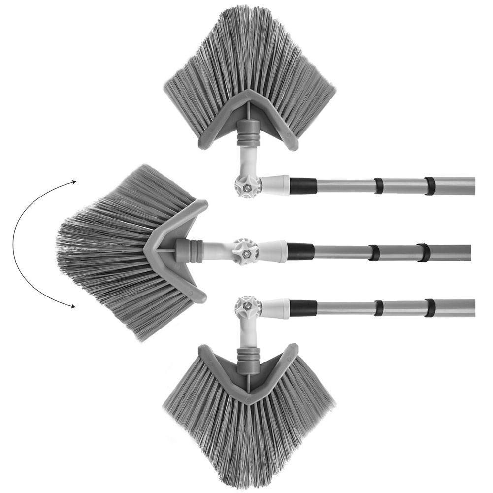 Telescopic sweeping brush with adjustable, triangular brush