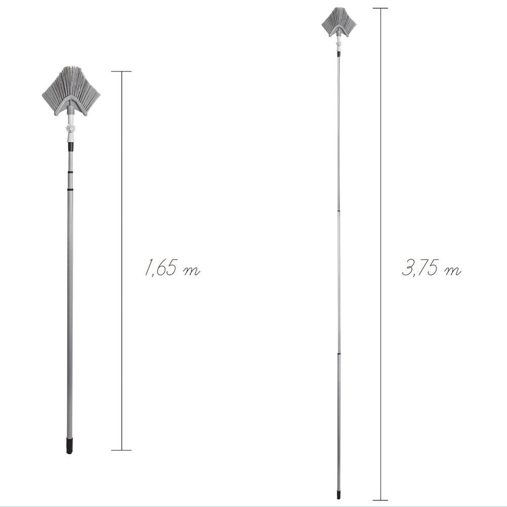 Telescopic sweeping brush with adjustable, triangular brush