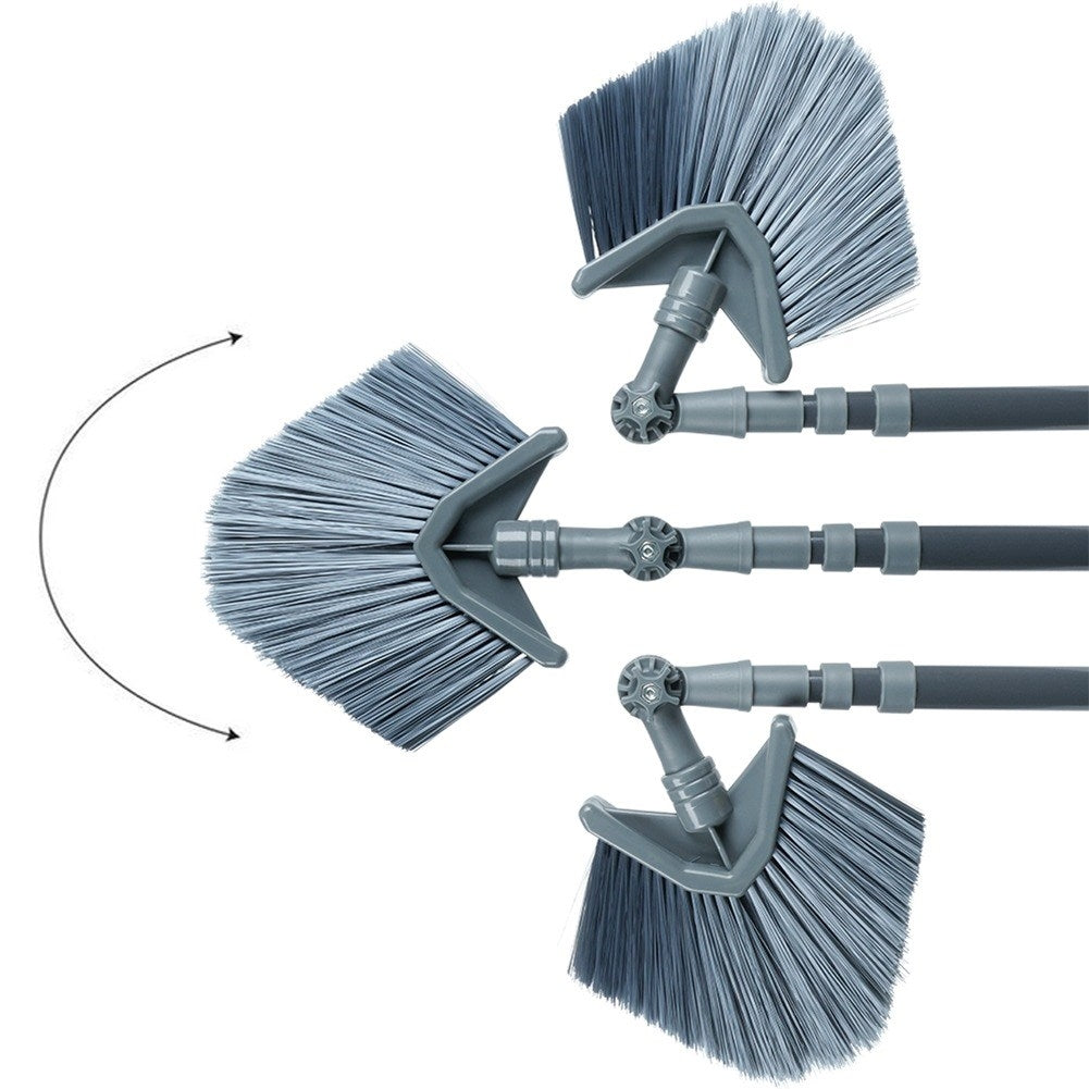 Telescopic sweeping brush with adjustable triangular brush