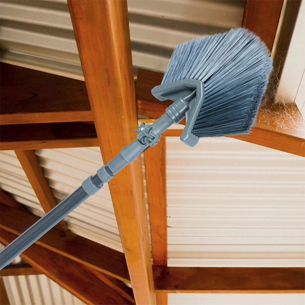 Telescopic sweeping brush with adjustable triangular brush