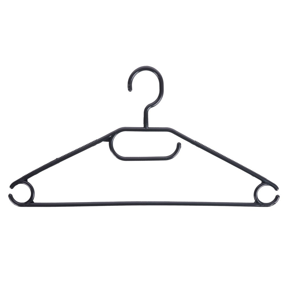 Ten rotating clothes hangers in black plastic – practical solution