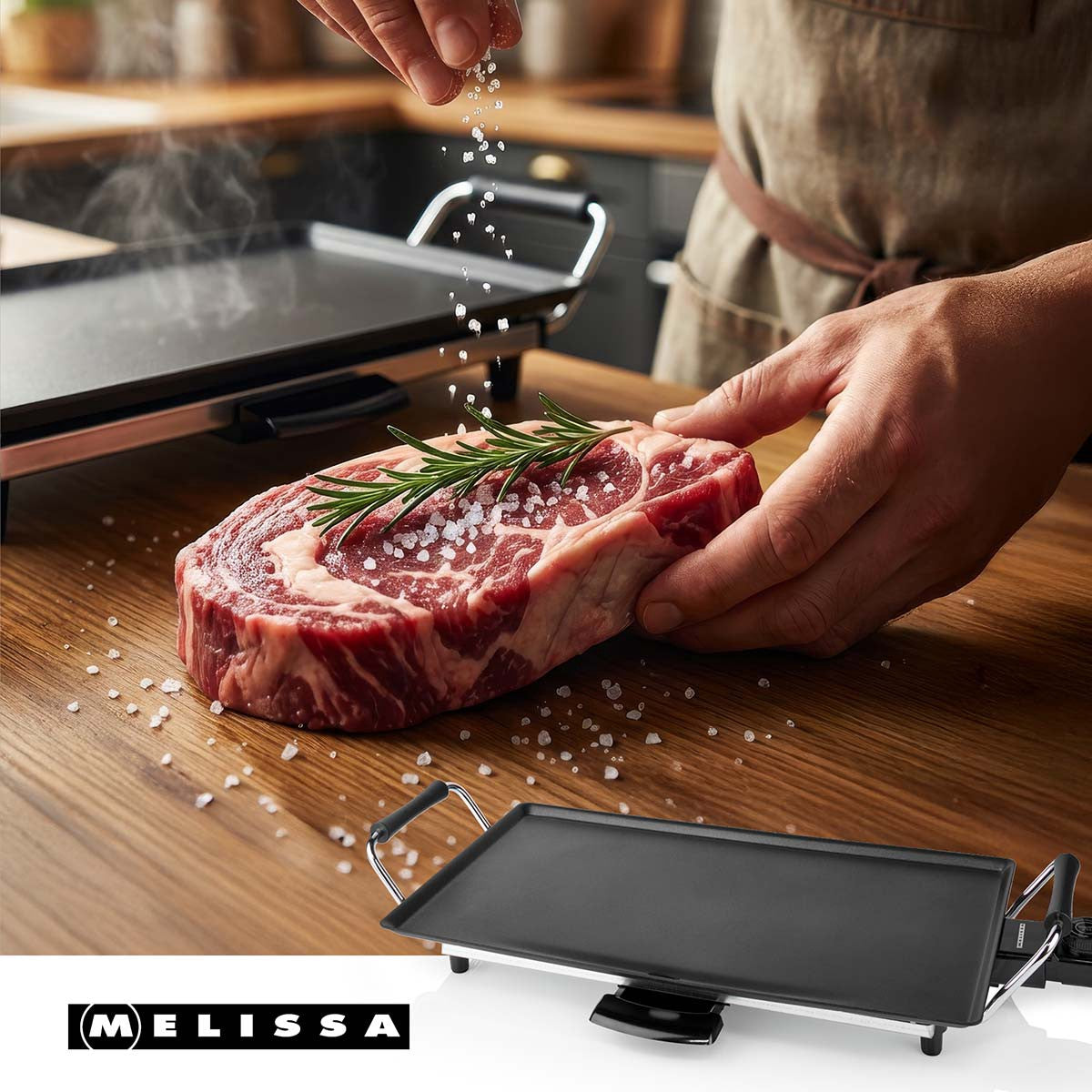 Teppanyaki Griddle, 2000W, Non-Stick, Adjustable Thermostat