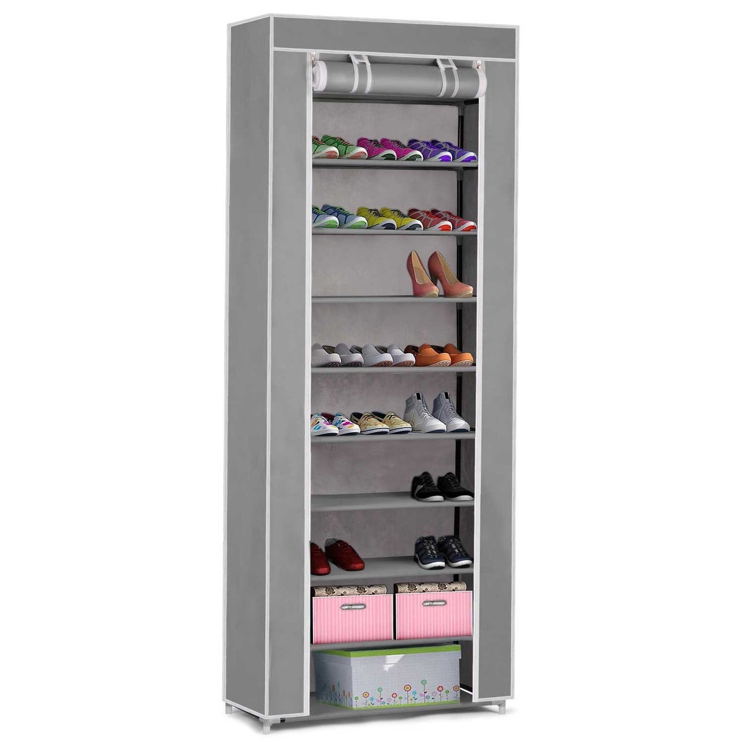 Textile shoe cabinet Massido - Grey