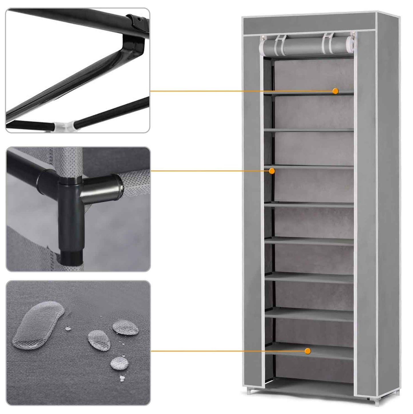 Textile shoe cabinet Massido - Grey