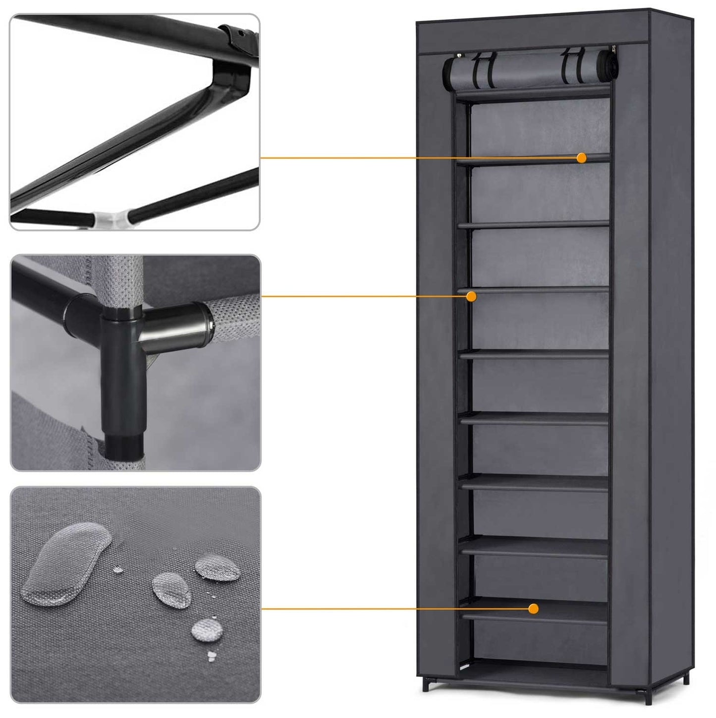 Textile shoe cabinet Massido - graphite