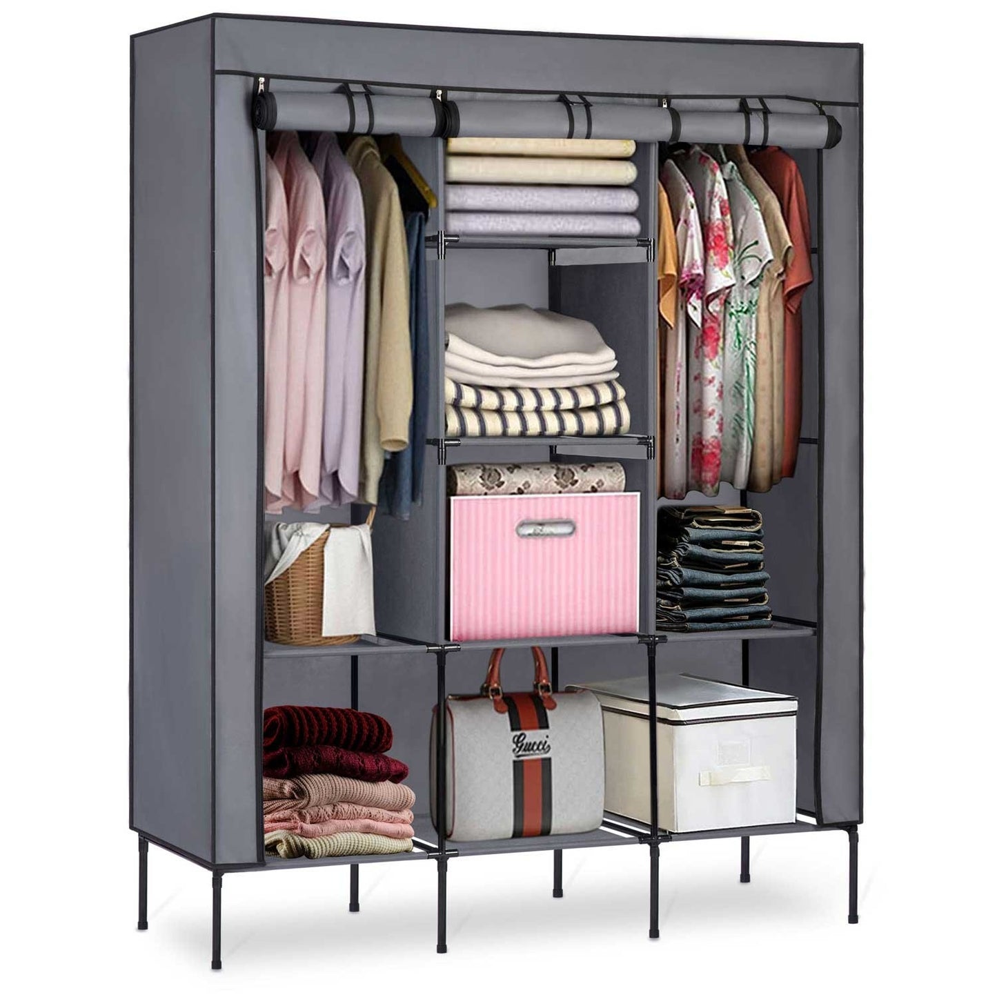 Textile wardrobe Massido - Graphite